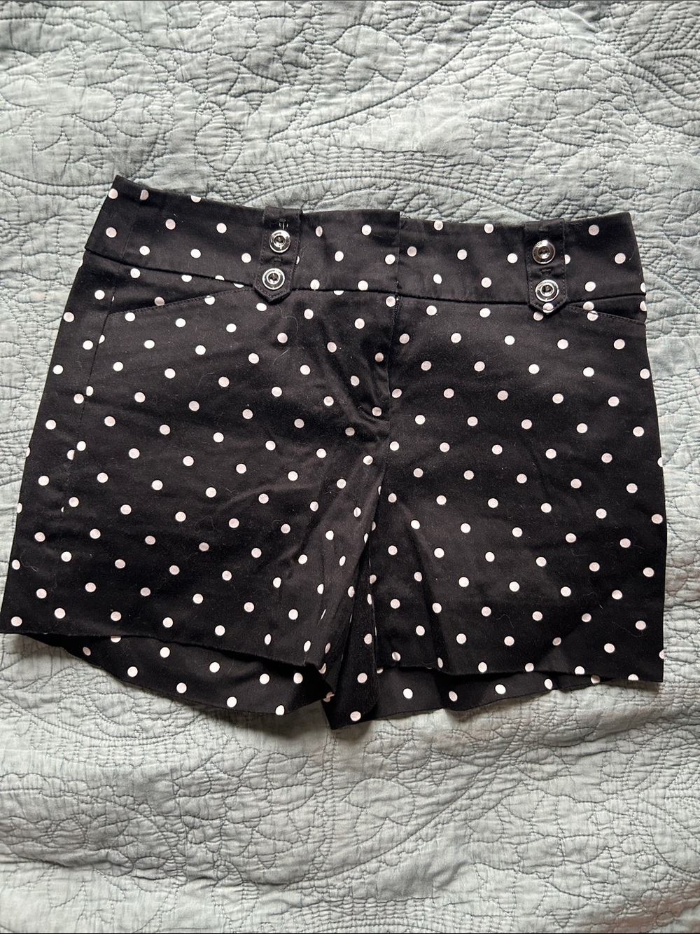White House Black Market Black Shorts with White Polka Dots - High Waist 00